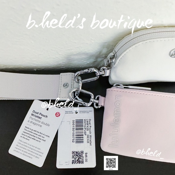 lululemon Dual Pouch Wristlet in White Opal/Flush Pink One Size Brand New NWT - Picture 2 of 15